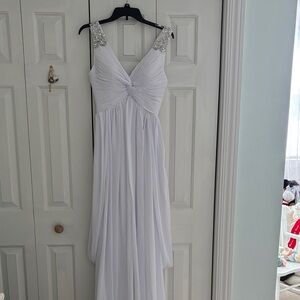 Chic White Wedding Dress with Silver Details